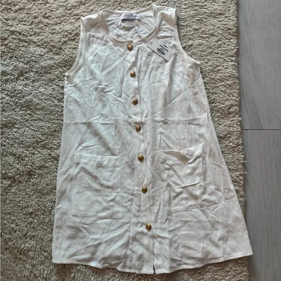 Petal & Pup Cream Button-Down Sleeveless Coverup - Picture 4 of 6